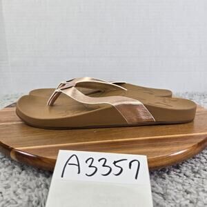 Olukai Kipe'A Rose Gold Pink Leather Casual Daily Flip Flop Sandal Womens 8